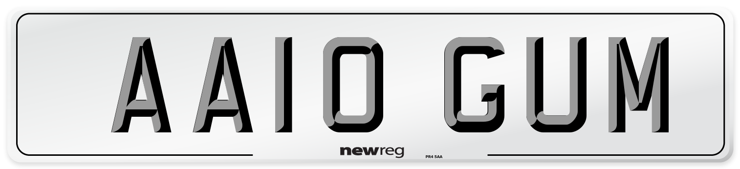 AA10 GUM Number Plate from New Reg